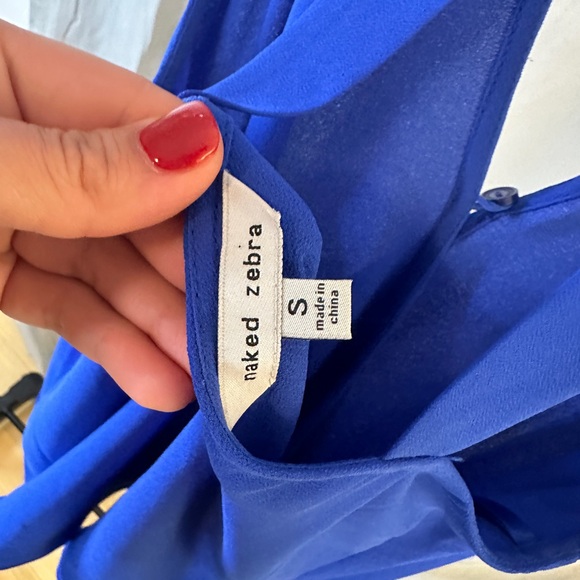 Bright Blue Sheer Blousy Top - Picture 2 of 3